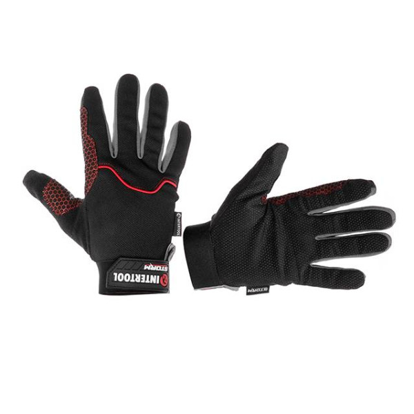 Gloves made of spandex, breathable material, anti-slip coating on the palm, reinforcement on the thumb and forefinger 10 ( XL)STORM Intertool SP-0181