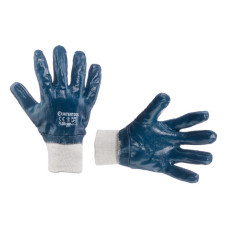 Oil-resistant cotton glove with nitrile coating and knitted cuff 10.5 (blue) Intertool SP-0137