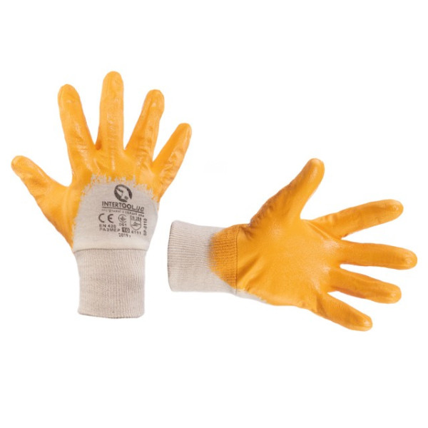 Glove Cotton Knit Nitrile Palm 10 (Yellow) Intertool SP-0110
