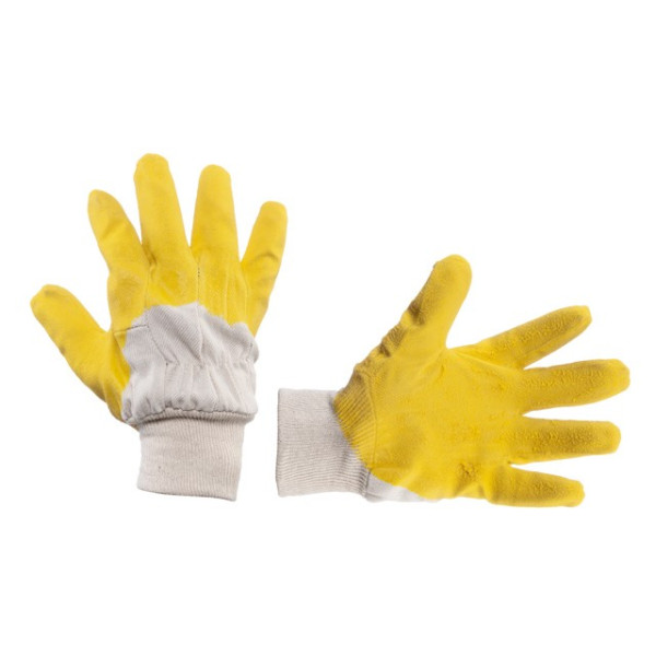 Glass fabric glove covered with ribbed latex on the palm (yellow) Intertool SP-0002