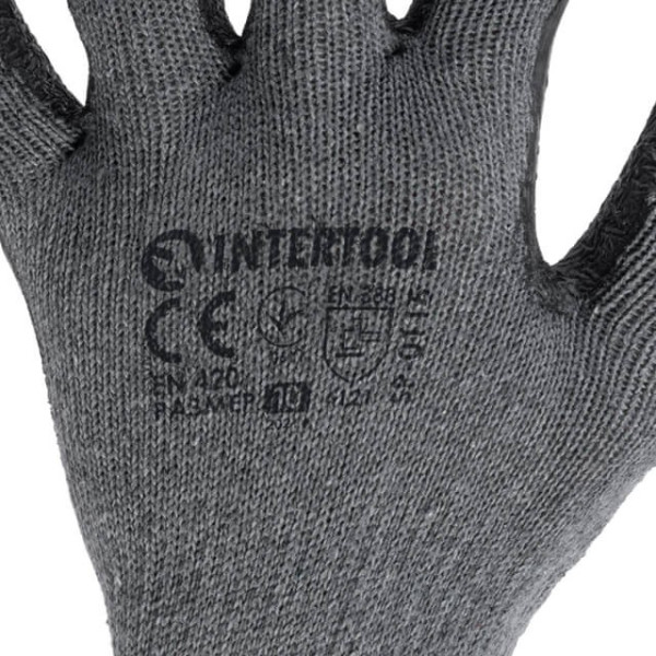Glove knitted, cotton, gray, covered with black foamed latex, 10 Intertool SP-0115