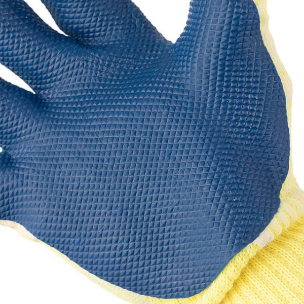 Working gloves of a glazier (mason) blue knitted with latex coating Intertool SP-0003
