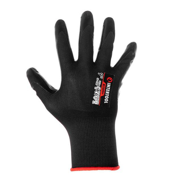 Gloves knitted, synthetic with a smooth nitrile coating 10 STORM Intertool SP-0188
