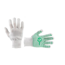 Cotton knitted glove with PVC dots on the palm (green) Intertool SP-0133
