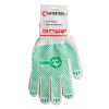 Knitted glove 60% cotton / 40% polyester, with PVC dot, knitting class 7, color white, with plating, green dot, 90 g Intertool SP-0126