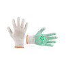 Knitted glove 60% cotton / 40% polyester, with PVC dot, knitting class 7, color white, with plating, green dot, 90 g Intertool SP-0126