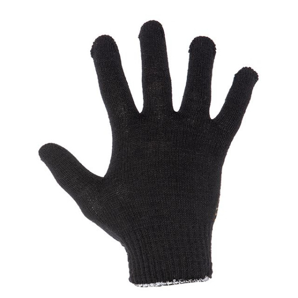 Knitted glove 60% cotton / 40% polyester, with PVC dot, knitting class 7, color black, dot, 38 g Intertool SP-0138