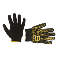 Knitted glove with PVC dot, knitting class 7, color black, yellow dot, 90 g Intertool SP-0128
