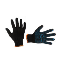 Knitted synthetic glove 10 with dot PVC coating on the palm (blue) Intertool SP-0104