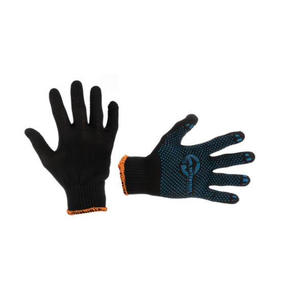 Knitted synthetic glove 10 with dot PVC coating on the palm (blue) Intertool SP-0104