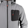 SOFTSHELL jacket light gray and black, with a hood, three-layer, stretch fabric 300 GSM 100D with water, wind protection, size M Intertool SP-3122