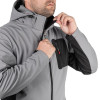 SOFTSHELL jacket light gray and black, with a hood, three-layer, stretch fabric 300 GSM 100D with water, wind protection, size M Intertool SP-3122