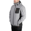 SOFTSHELL jacket light gray and black, with a hood, three-layer, stretch fabric 300 GSM 100D with water and wind protection, size XL Intertool SP-3124