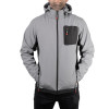 SOFTSHELL jacket light gray and black, with a hood, three-layer, stretch fabric 300 GSM 100D with water, wind protection, XXL size Intertool SP-3125
