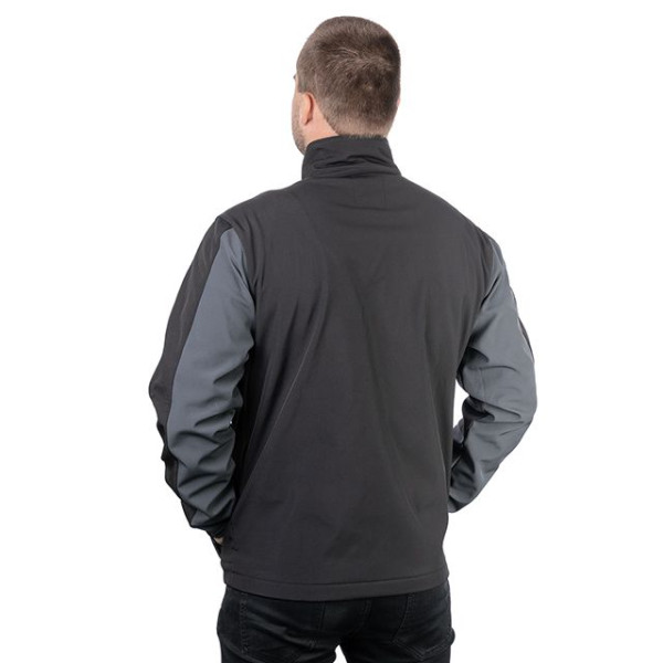 SOFTSHELL jacket dark gray and black, three-layer, stretch fabric 300 GSM 100D with water and wind protection, size L Intertool SP-3133
