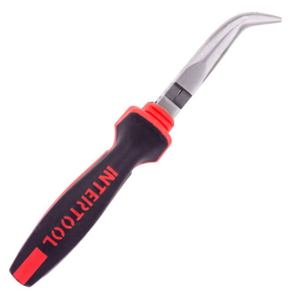 Pliers elongated curved 160 mm, 40CrV, phosphated, polished. Intertool NT-0146