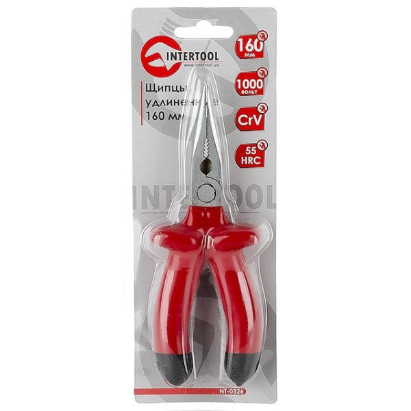 Щипцы удлиненные прямые 160 мм, 1000 В Intertool NT-0326