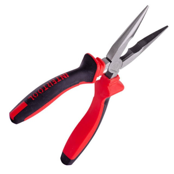Pliers elongated straight 180 mm, 40CrV, phosphated, polished. Intertool NT-0138