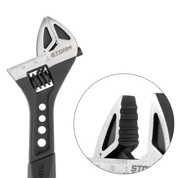 Wrench 200 mm forged, TPR handle, HRC 40 ~ 50, Cr-V STORM Intertool XT-0075