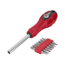 Отвертка магнитная 1/4, 10*50 мм, с комплектом насадок 15 единиц, CrV Intertool HT-0415