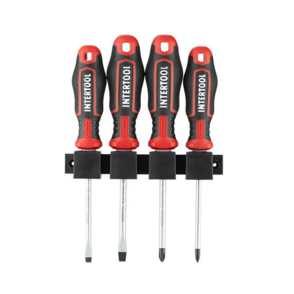 Set of 4 screwdrivers (SL5.0*100 mm, SL6.0*100 mm, PH1*100 mm, PH2*100 mm), STORM Intertool VT-3434