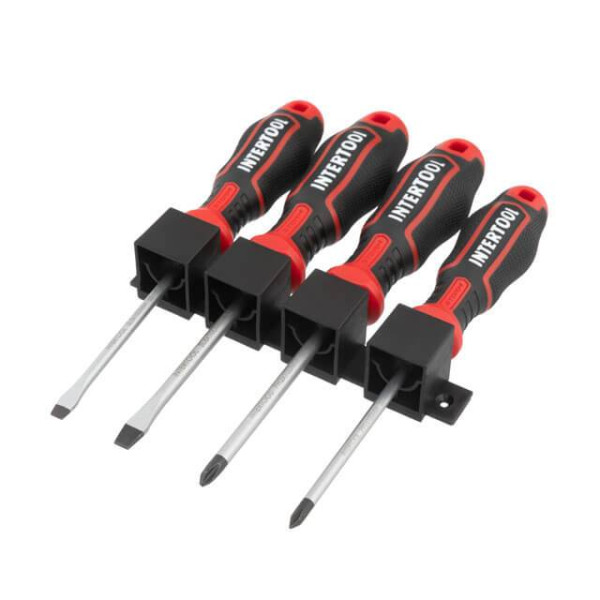 Set of 4 screwdrivers (SL5.0*100 mm, SL6.0*100 mm, PH1*100 mm, PH2*100 mm), STORM Intertool VT-3434