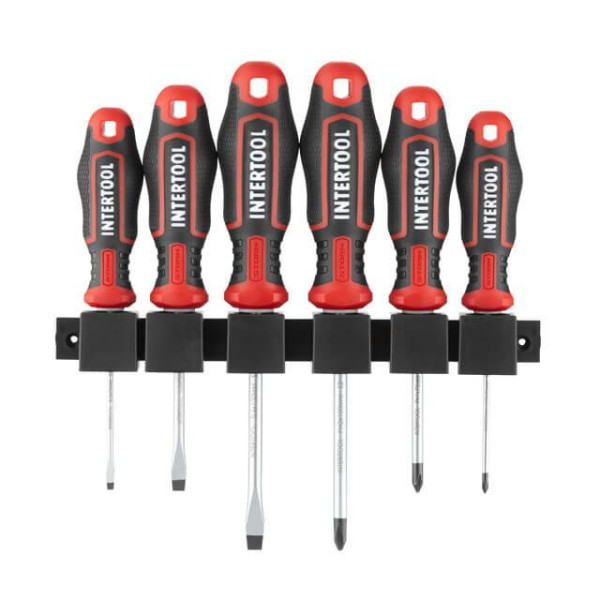 Set of 6 screwdrivers (SL3.0*75 mm, SL5.0*75 mm, SL6.0*100 mm, PH0*75 mm, PH1*75 mm, PH2*100 mm), STORM Intertool VT-3436