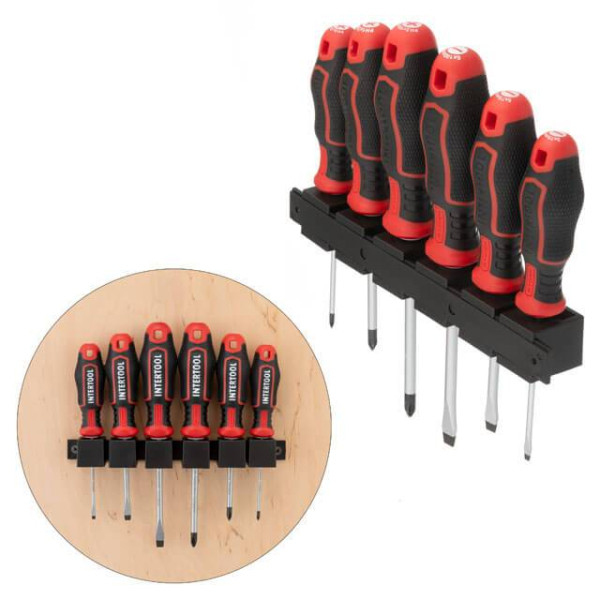 Set of 6 screwdrivers (SL3.0*75 mm, SL5.0*75 mm, SL6.0*100 mm, PH0*75 mm, PH1*75 mm, PH2*100 mm), STORM Intertool VT-3436