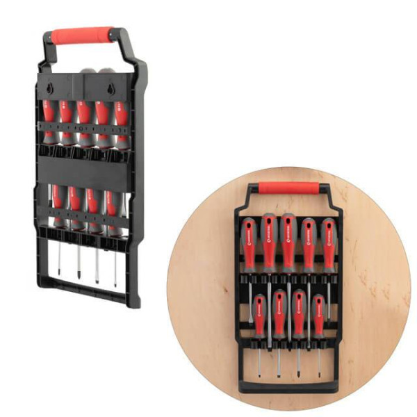 9 Piece Screwdriver Set (SL3.0*75mm, SL5.0*75mm, SL6.0*100mm, SL6.0*150mm, SL8.0*150mm, PH0*75mm, PH1*75mm, PH2*100 mm, PH3*150 mm) Intertool VT-3349