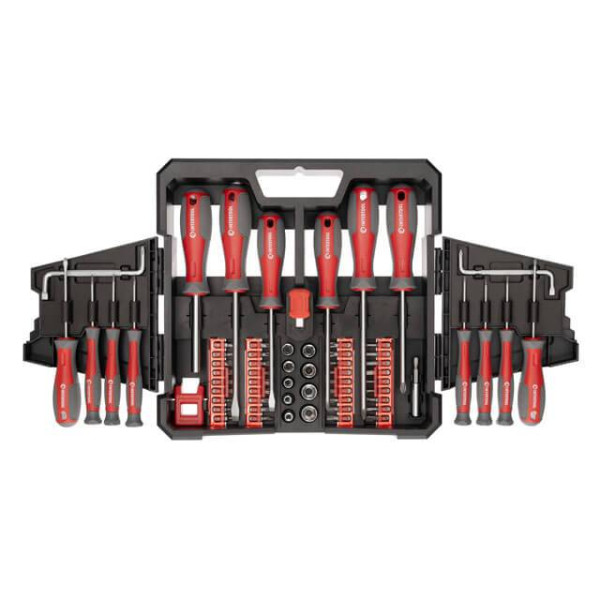 Set of screwdrivers with a set of nozzles and heads 63 units Intertool VT-3363