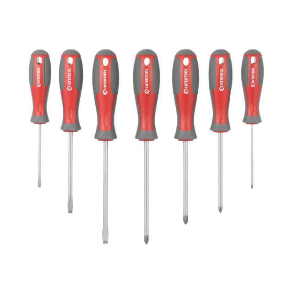 Set of screwdrivers with a set of nozzles and heads 63 units Intertool VT-3363
