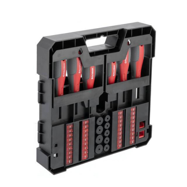 Set of screwdrivers with a set of nozzles and heads 63 units Intertool VT-3363
