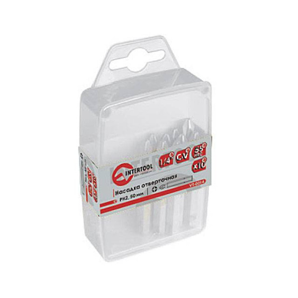 Set of bits for screwdrivers PH2 1/4 x 50 mm pack. 10 units Intertool VT-0014