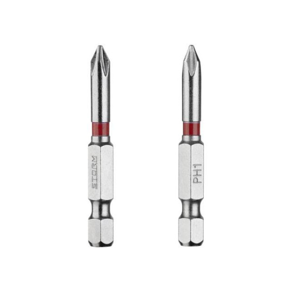 Комплект викруткових насадок PH1 1/4*50 мм, S2, упаков. 2 одиниць, STORM Intertool VT-0211