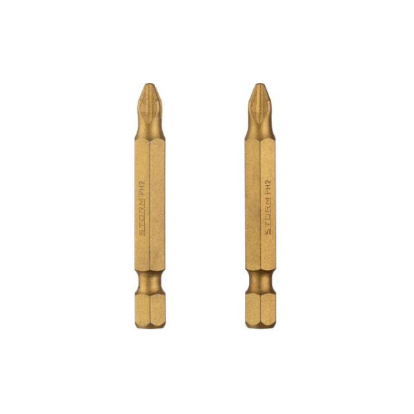 Комплект викруткових насадок PH2 1/4, 50 мм, Titanium, S2, упаков. 2 одиниць, STORM Intertool VT-0233