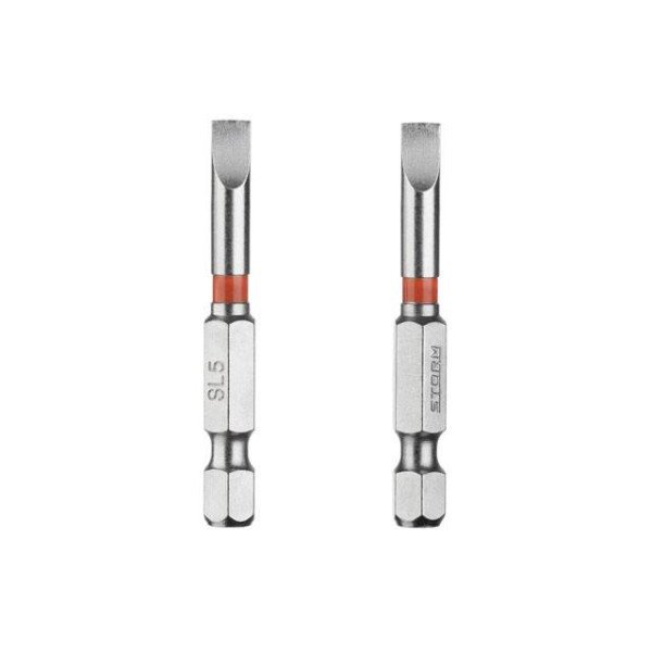 Комплект викруткових насадок SL5*50, 1/4, S2, упаков. 2 одиниць, STORM Intertool VT-0229