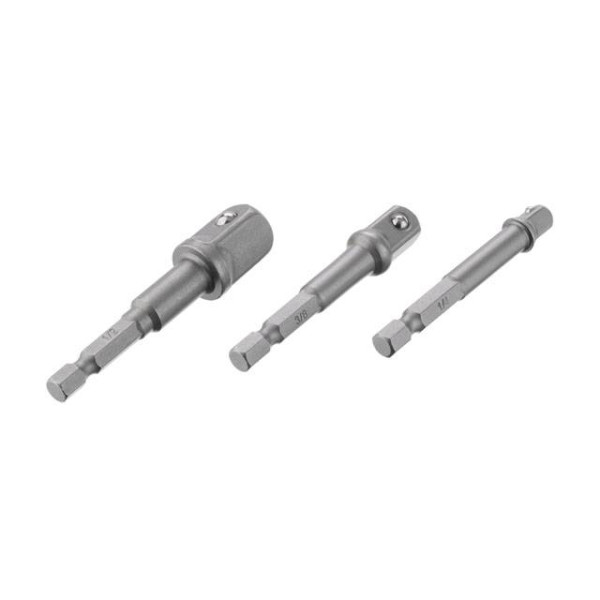 Adapter set from Hex 1/4 to square 1/4, 3/8, 1/2 for screwdriver, CR-V Intertool VT-0235