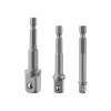 Adapter set from Hex 1/4 to square 1/4, 3/8, 1/2 for screwdriver, CR-V Intertool VT-0235
