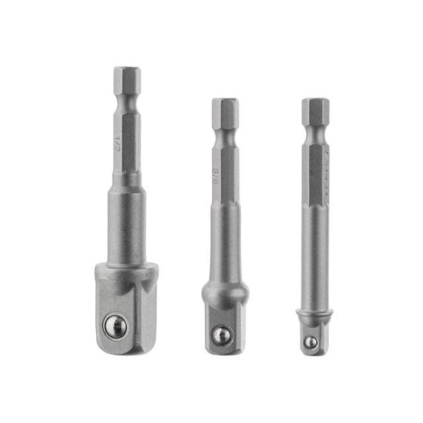 Adapter set from Hex 1/4 to square 1/4, 3/8, 1/2 for screwdriver, CR-V Intertool VT-0235