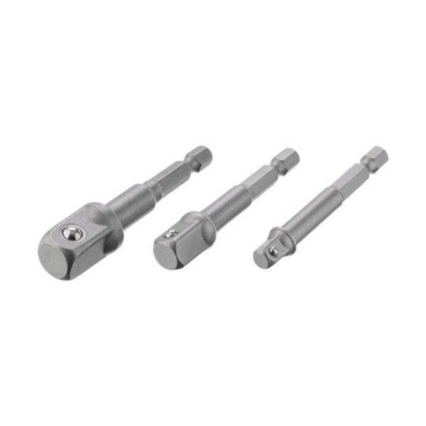 Adapter set from Hex 1/4 to square 1/4, 3/8, 1/2 for screwdriver, CR-V Intertool VT-0235