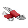 Set of L-shaped elongated hexagon keys with a ball tip 9 pcs., 1.5-10 mm, Cr-V, 55 HRC Intertool HT-0603
