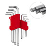 Set of L-shaped elongated hexagon keys with a ball tip 9 pcs., 1.5-10 mm, Cr-V, 55 HRC Intertool HT-0603