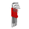 Set of L-shaped hex keys elongated 9 pcs., 1.5-10 mm, CrV, 55 HRC Intertool HT-0602