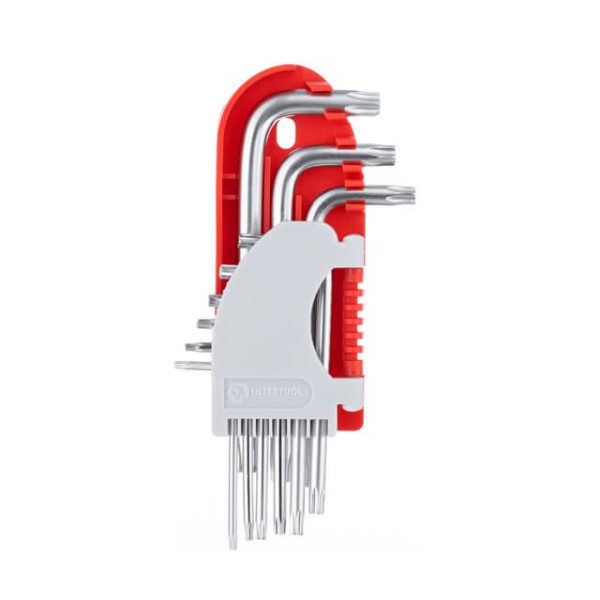 Set of L-shaped TORX keys, 9 units, T10-T50, S2, PROF Intertool HT-1821