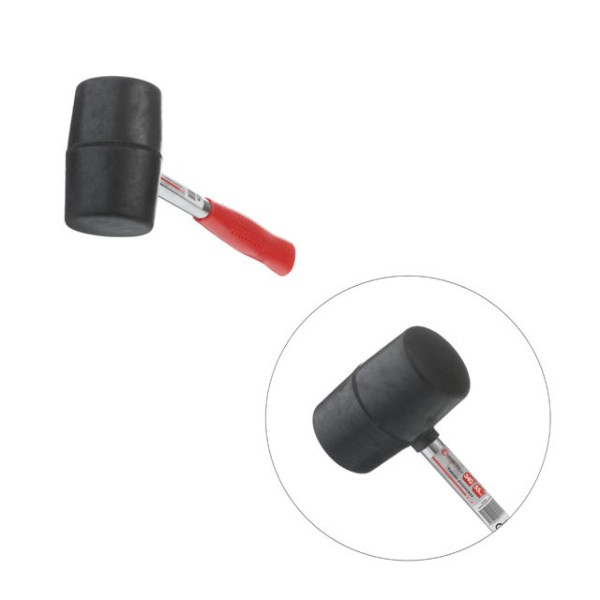 Киянка гумова 340 г, 55 мм, чорна гума, металева ручка Intertool HT-0229