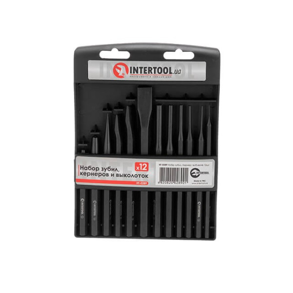 A set of chisels, corners and punches of 12 units Intertool HT-0289