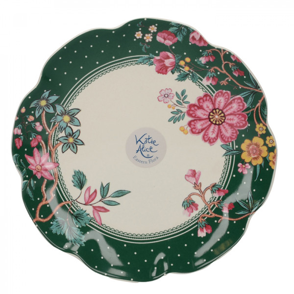 Тарелка для канапе CreativeTops EASTERN FLORA зеленая, керамика, диаметр 17 см