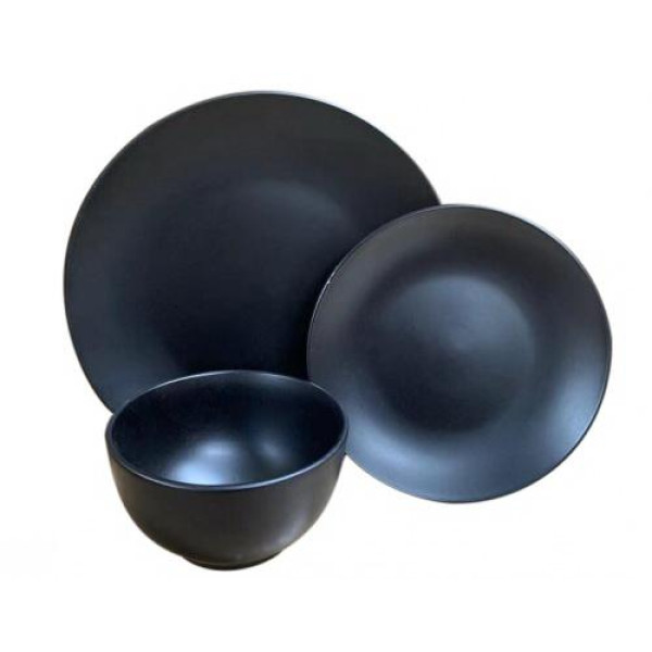 Dinner set 12 items Black (plate - 25 cm, plate - 20 cm, bowl - 780 ml) SNT Ukraine