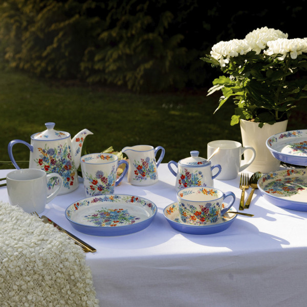 Тарелка обеденная London Pottery VISCRI MEADOW, керамика, слоновая кость/васильковый синий, диаметр 20 см