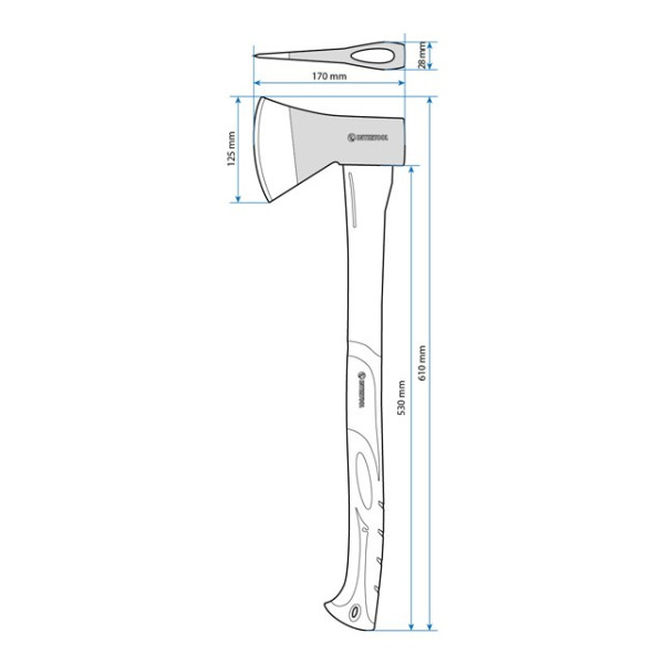 Топор 1000 г, ручка из фибергласа Intertool HT-0263